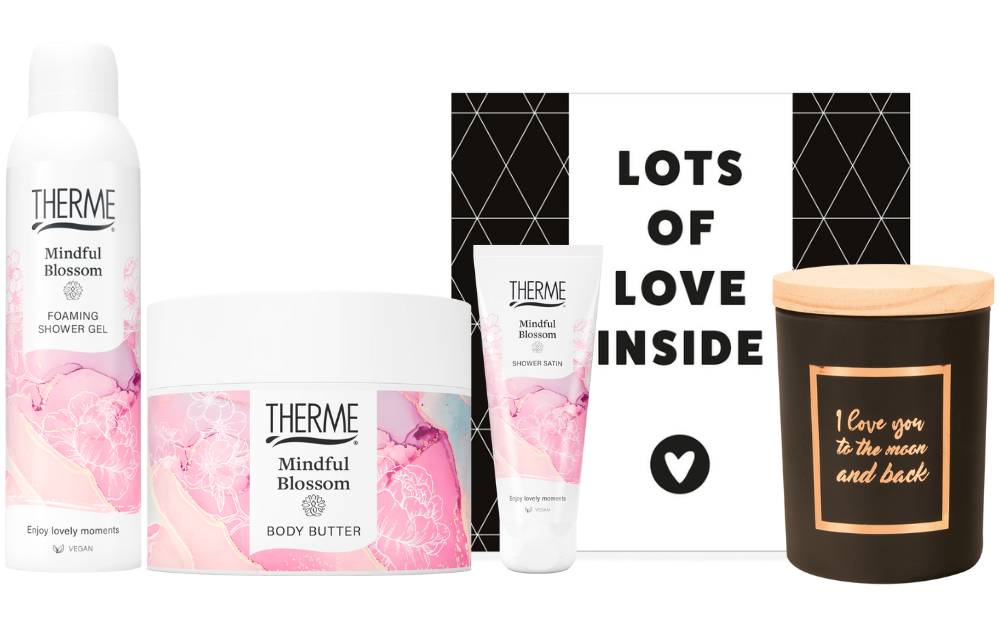 Therme Cadeauset Mindful Blossom Douche & Body Liefde Choco & Kaars