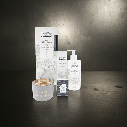 Therme Home Cadeaseut met Kaarsje Gefeliciteerd & Zeepje
