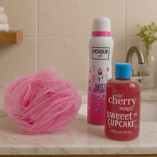 Vogue Cadeauset Roze met Deo - Douche & Puff