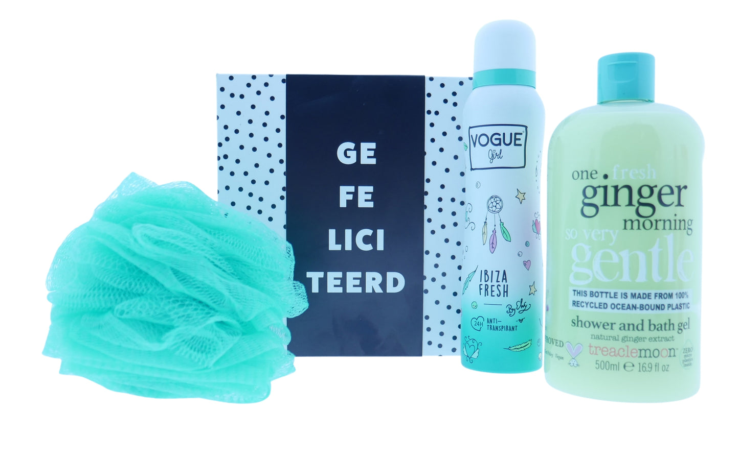 Vogue Verjaardag Cadeauset met Deo - Douche - Puff & Chocolade