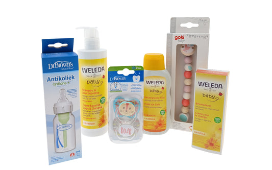 Weleda Luxe Kraamcadeau met Verzorging - Fopspeen Roze- Houder - Drinkfles