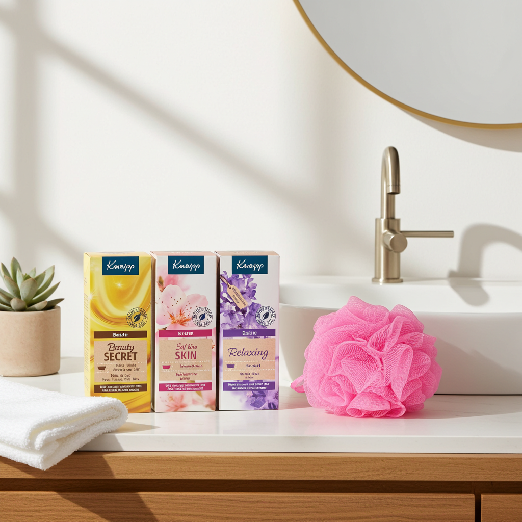 Kneipp Cadeauset Bad Olie Relaxing & Soft Skin & Roze puff