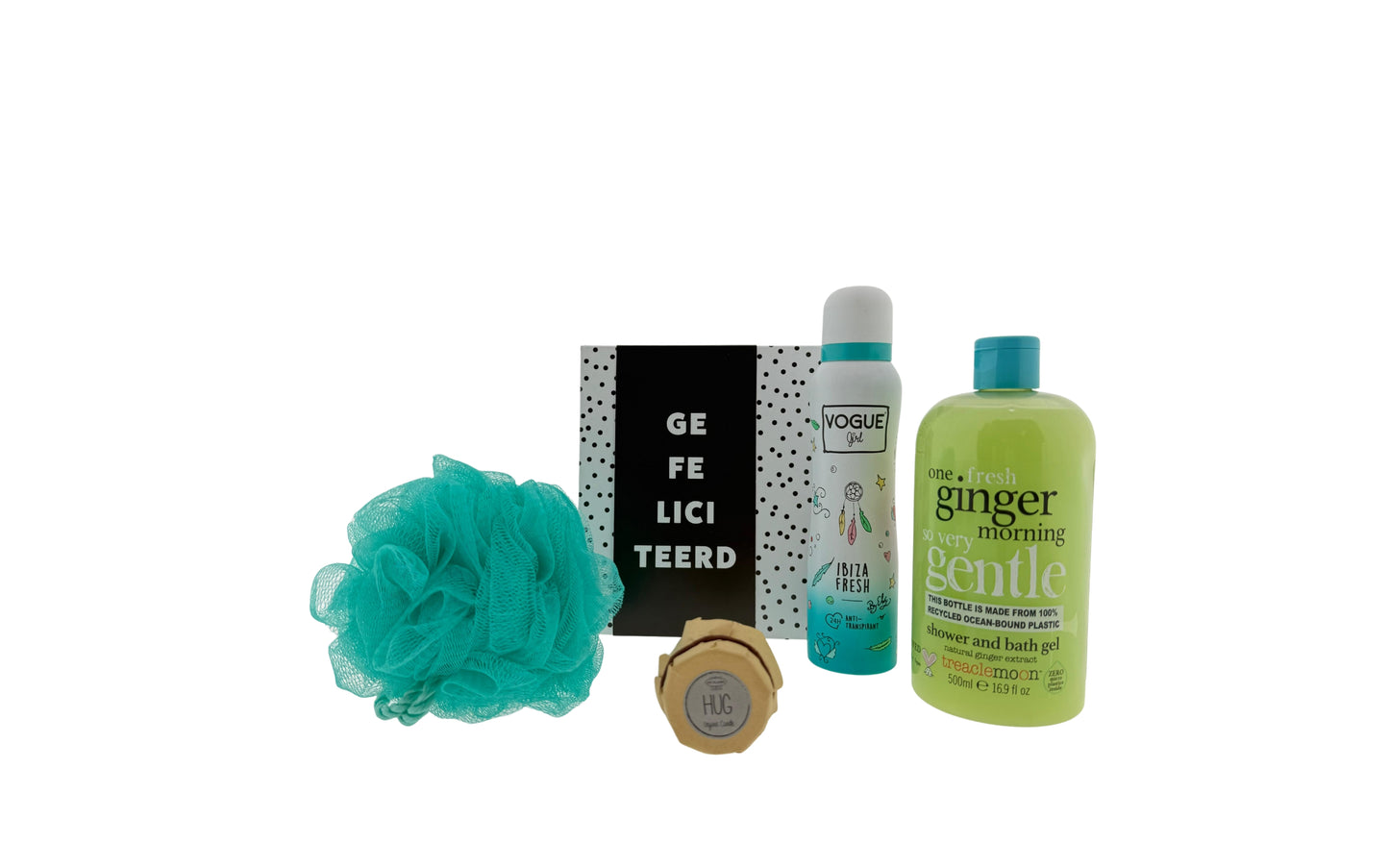 Vogue Verjaardag Cadeauset met Deo -Douche - Puff - Chocolade & Kaars