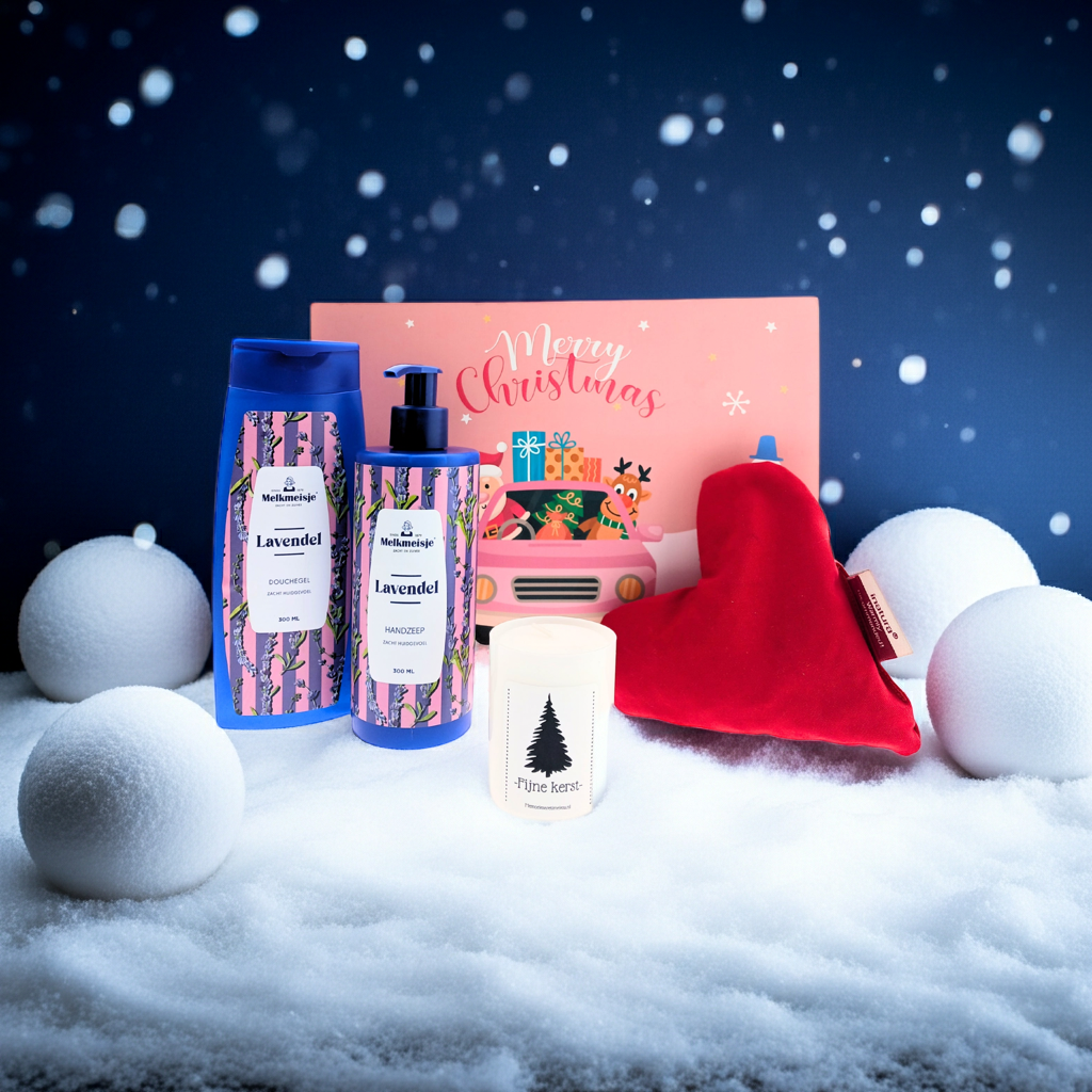 Melkmeisje Cadeauset Kerst Lavendel Douche & Handzeep - Fijne Kerst Kaars
