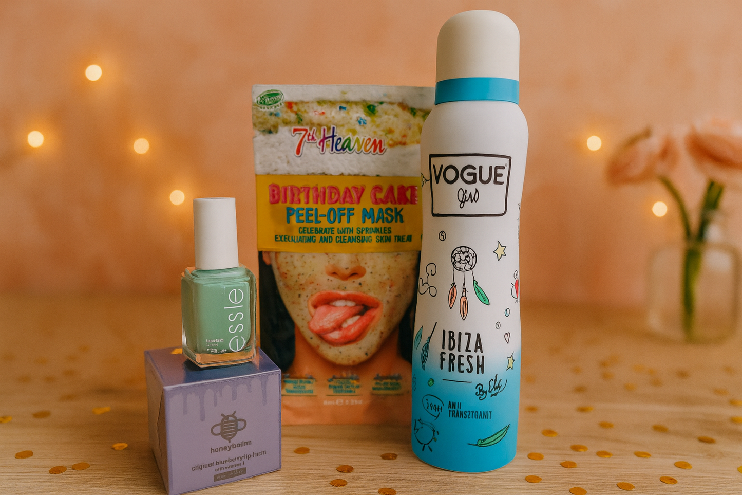 Vogue Verzorging Cadeauset met Nagellak - Masker - Lippenbalsem en Deo