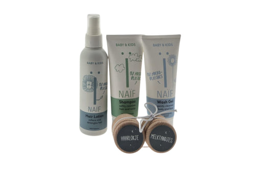 Naif Baby Cadeauset Haarverzorging & Bewaardoosjes
