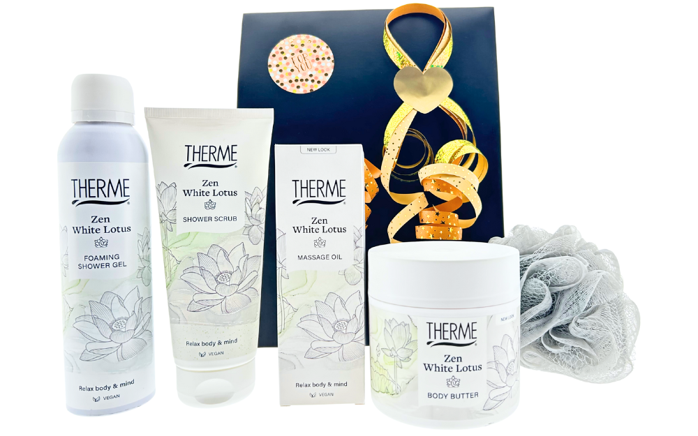 Therme Cadeauset Zen White Lotus Douche, Body & Puff