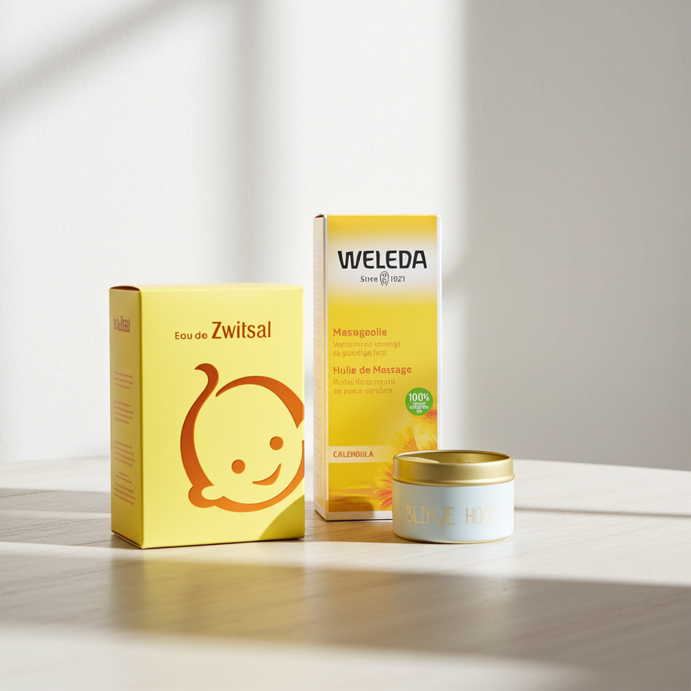 Zwitsal Eau de toilette Cadeauset, Weleda massageolie en Blikje hoop