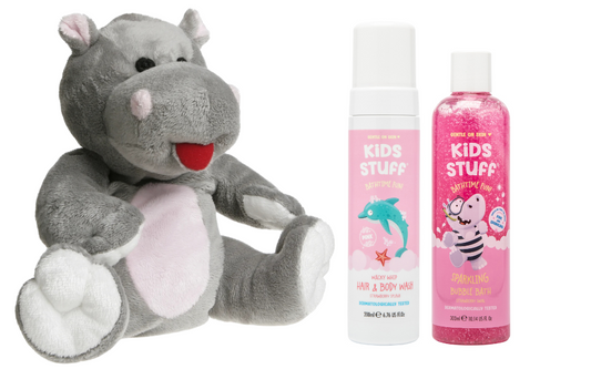 Cherry Belly Cadeauset Kersenpit Warmteknuffel Nijlpaard & Kids Stuff Bad Roze