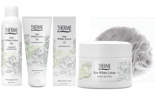 Therme Cadeauset Zen White Lotus Douche, Body & Puff