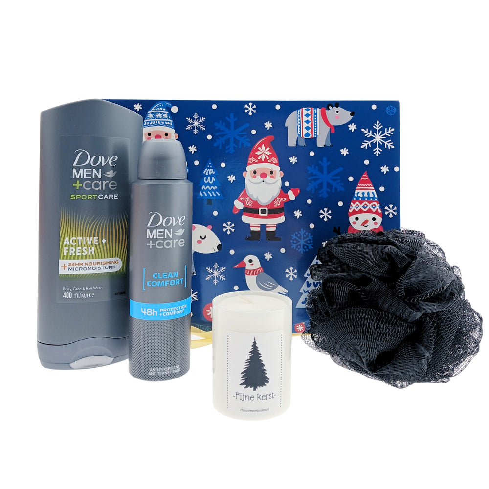 Dove Cadeauset Kerst Men Douche&Deo - Kaars Fijne Kerst & Zwarte puff