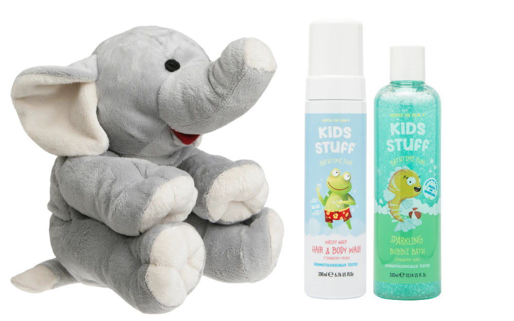Cherry Belly Cadeauset Kersenpit Warmteknuffel Olifant & Kids Stuff Bad Blauw