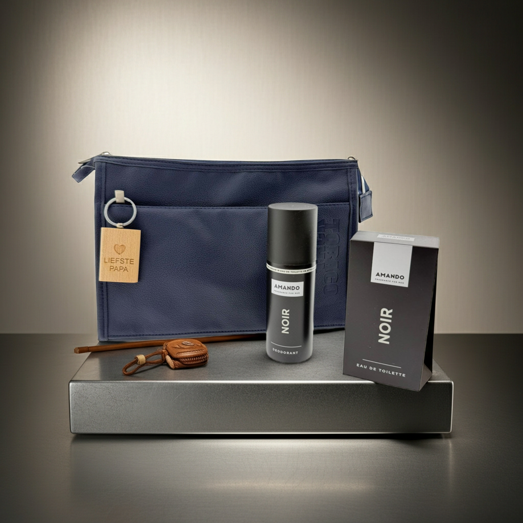 Amando Noir Eau de Toilette Cadeauset Toilettas & Sleutelhanger Papa