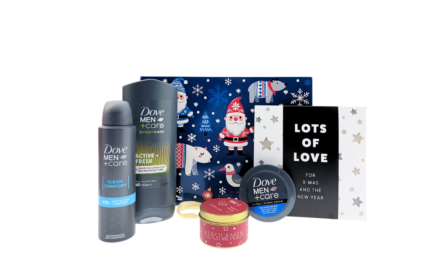 Dove Gift Set Men Christmas Body &amp; Deodorant, Chocolate Wishes &amp; Candle Christmas Wishes 