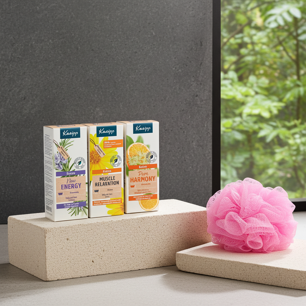 Kneipp Cadeauset Bad Olie New Energy & Active & Roze puff