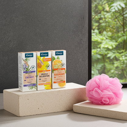 Kneipp Cadeauset Bad Olie New Energy & Active & Roze puff