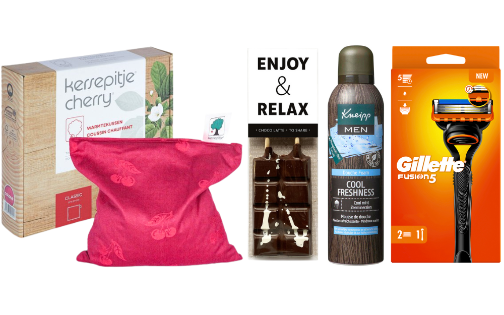 Gillette Cadeauset Warme Kerst Chocolade & Warmtekussen Fushion 5 & Kneipp Men