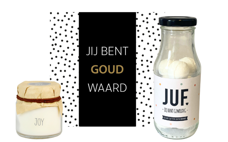 Soap & Gifts Cadeauset Juf Goud Waard