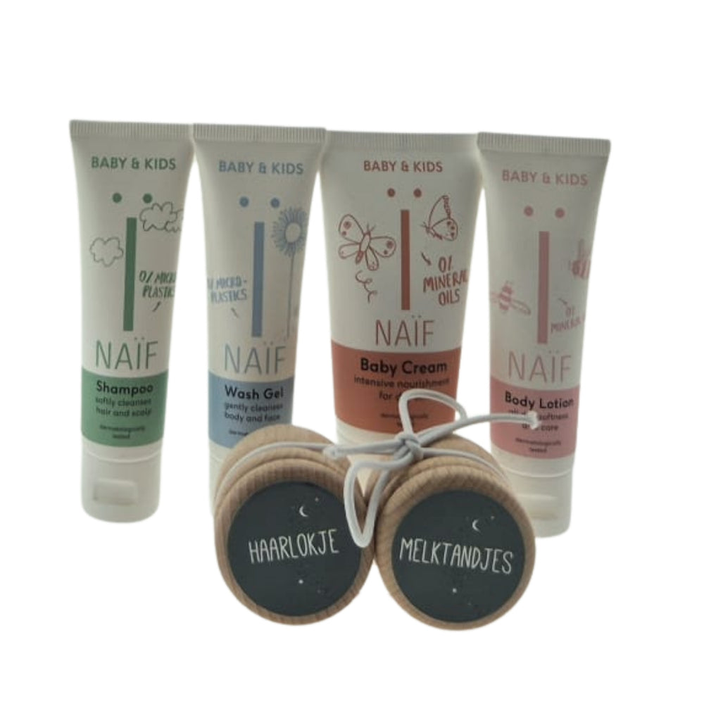 Naif Baby Kraamcadeau met mini set & Bewaardoosjes voor Tanden & Haarlokje