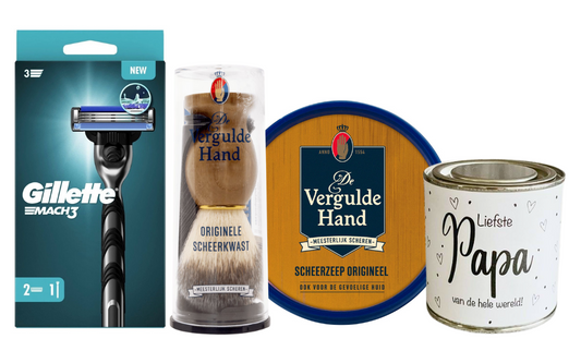 Vergulde Hand Cadeauset Papa & Gillette Mach3