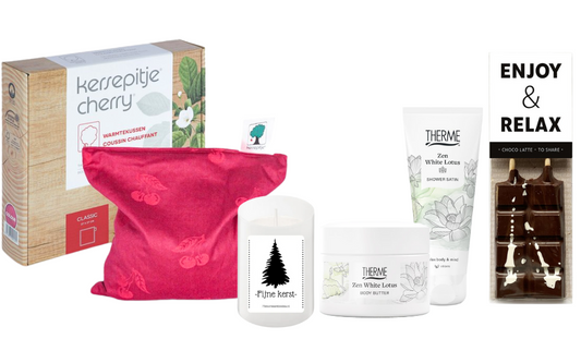 Therme Cadeauset Warme Kerst Chocolade & Warmtekussen Zen White Lotus