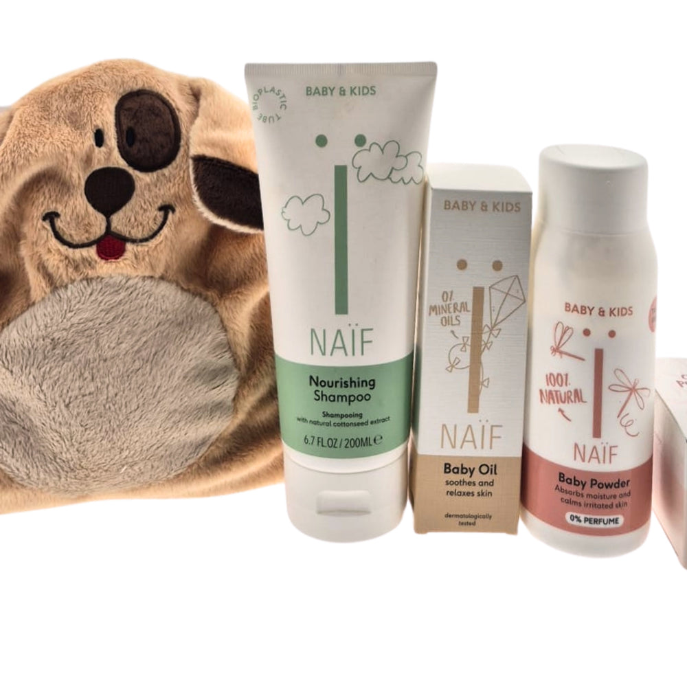 Naif Baby Cadeauset Verzorging met Warmteknuffel Hond