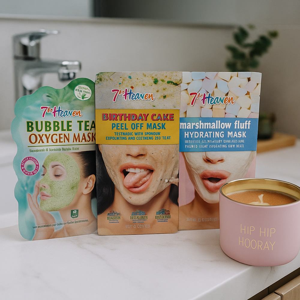 7th Heaven Verjaardag met Maskers & Kaars Cadeauset