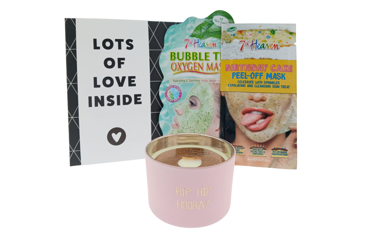 7th heaven Verjaardag met Chocolade - Maskers - Kaars Cadeauset
