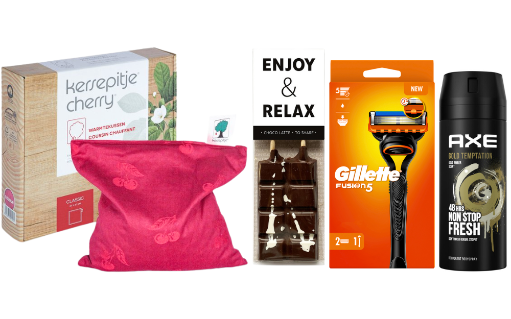 Gillette Cadeauset Warme Kerst Chocolade & Warmtekussen Fushion 5 & Axe Gold