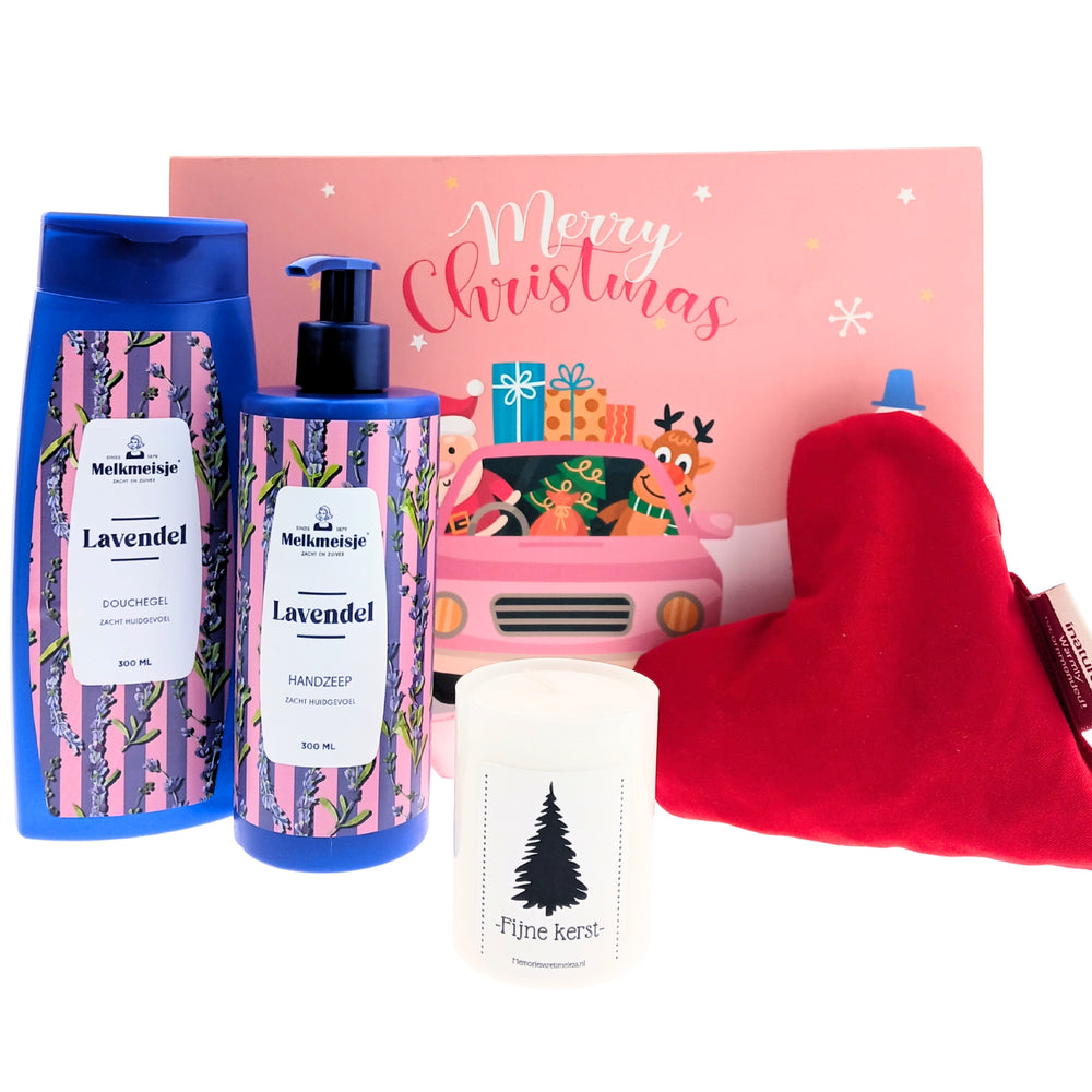 Melkmeisje Cadeauset Kerst Lavendel Douche & Handzeep - Fijne Kerst Kaars