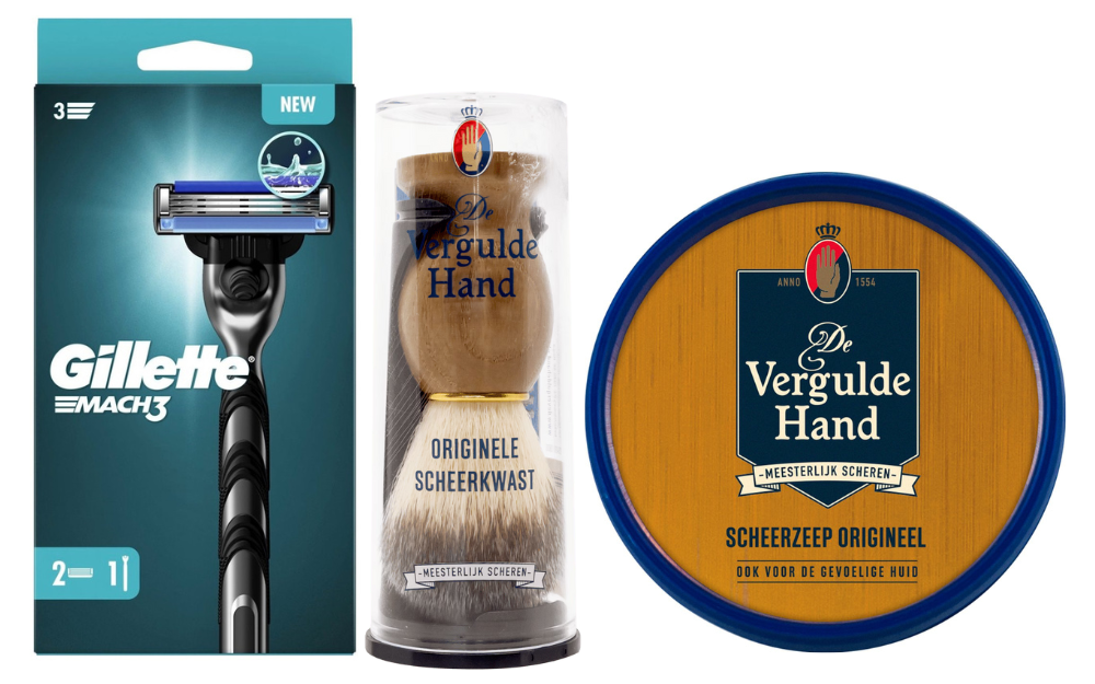 Vergulde Hand Cadeauset Gillette Mach3