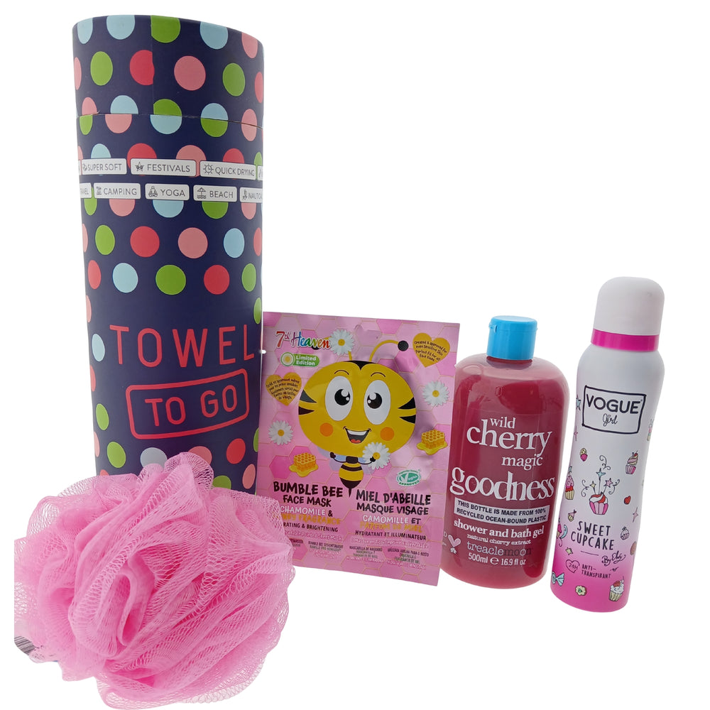 Vogue Luxe Cadeauset met Handdoek - Deo - Douche - Masker & Puff in Roze