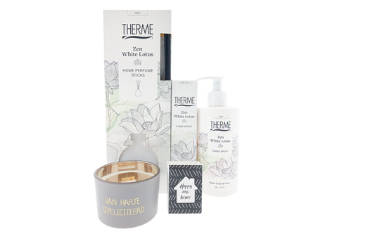 Therme Home Cadeaseut met Kaarsje Gefeliciteerd & Zeepje