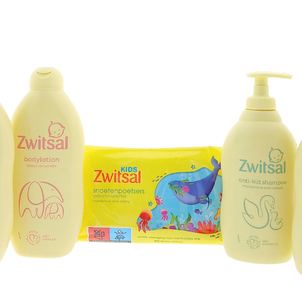 Zwitsal Baby Cadeauset Verzorgingsset Groot Formaat 4x400 ml met Snoetenpoetsers