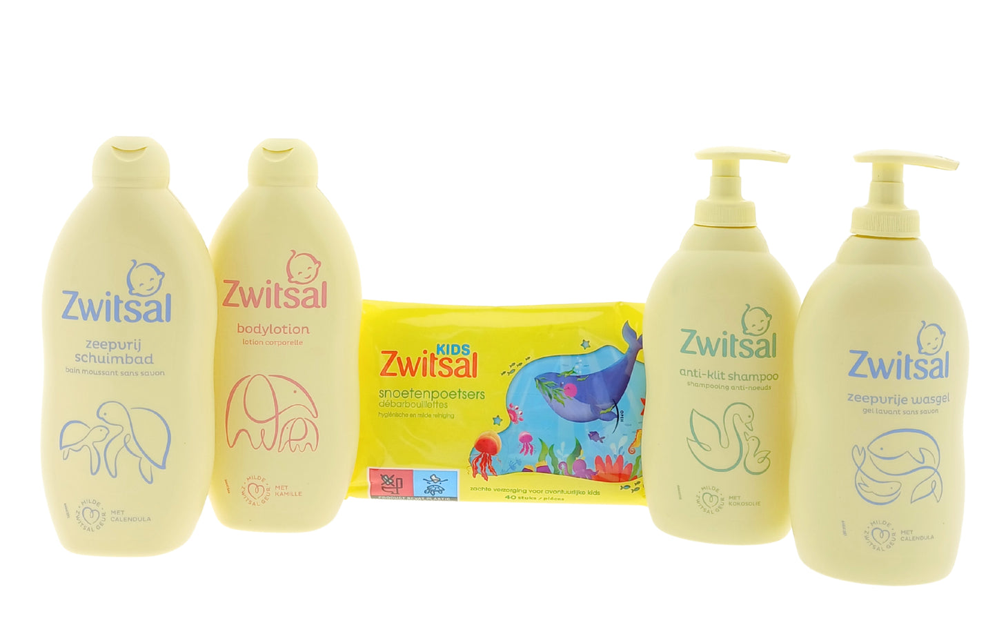 Zwitsal Baby Cadeauset Verzorgingsset Groot Formaat 4x400 ml met Snoetenpoetsers