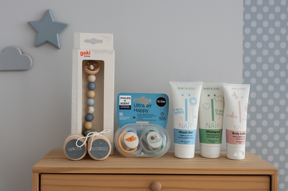 Naif Baby Kraamcadeau Luxe set met Verzorging - Fopspeen - Ketting Beer - Bewaardoosjes