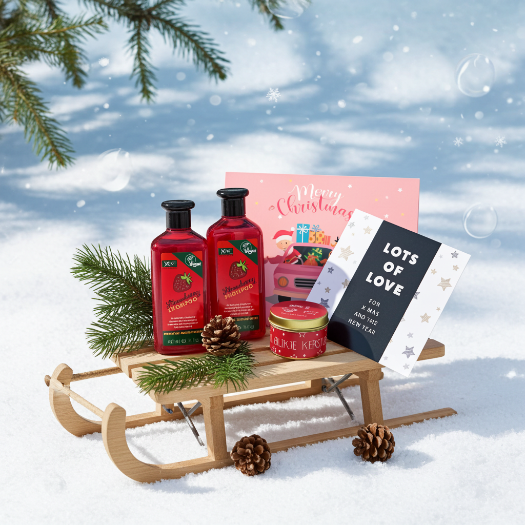 XHC Christmas Gift Set Strawberry Shampoo &amp; Conditioner - Chocolate Wish - Candle Christmas Wishes 