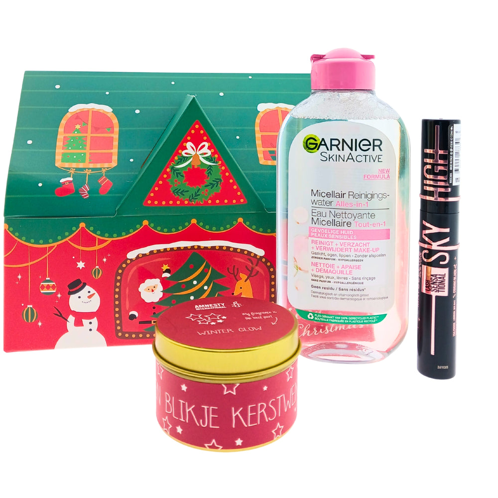 Garnier Cadeauset Kerst Micellair Water - Maybelline Mascara Black & Kaars Kerstwensen