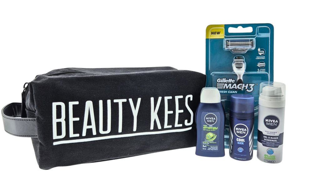 Nivea Men Cadeauset Mini & Gillette Mach 3 met Toilettas Beauty Kees