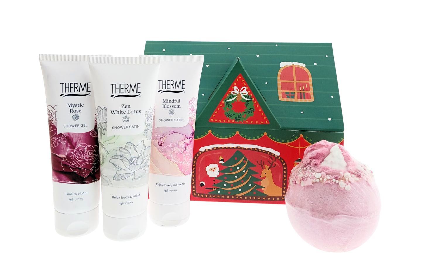 Therme Cadeauset Therme Douche met Buisbal Pink Christmas