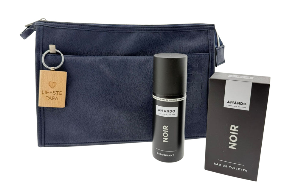 Amando Noir Eau de Toilette Cadeauset Toilettas & Sleutelhanger Papa