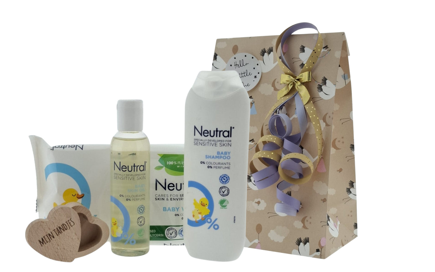 Neutral Kraam en Geboorte Cadeauset | met tanddoosje