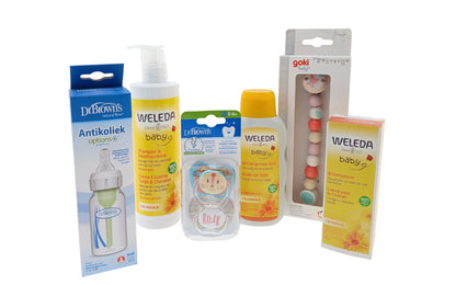 Weleda Luxe Kraamcadeau met Verzorging - Fopspeen Roze- Houder - Drinkfles