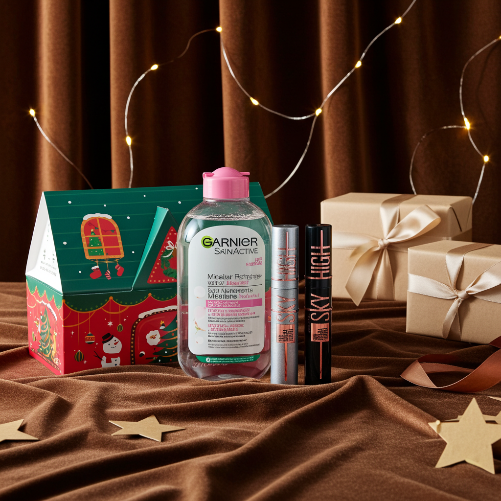 Garnier &amp; Maybelline Christmas Gift Set with Micellar Water, Mascara Black and Space Diamond 
