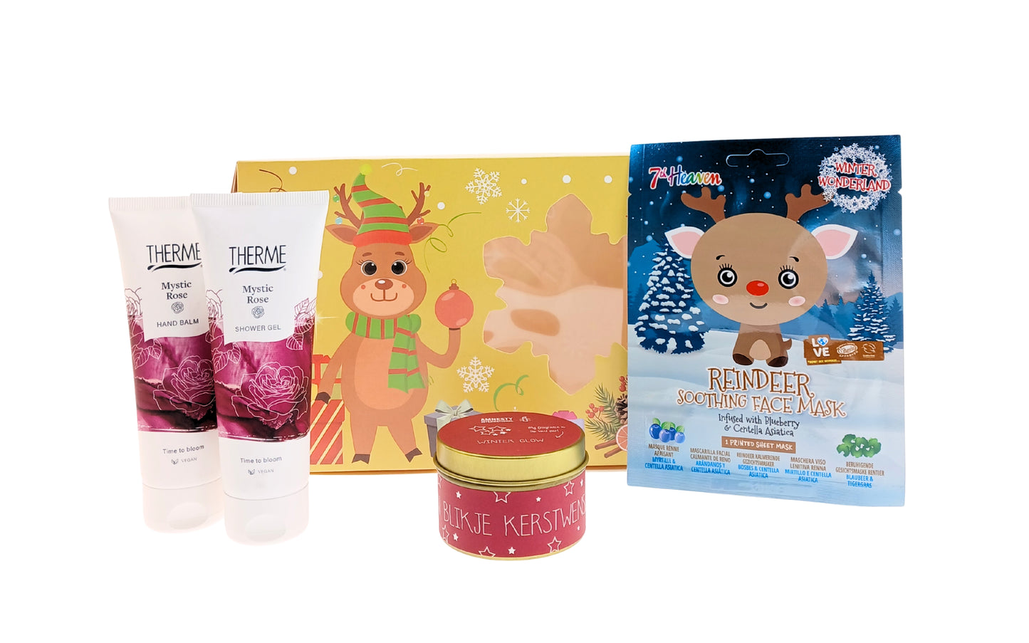Therme Cadeauset Kerst Mystic Rose Douche - Handbalm - Masker & Kaars Kerstwensen