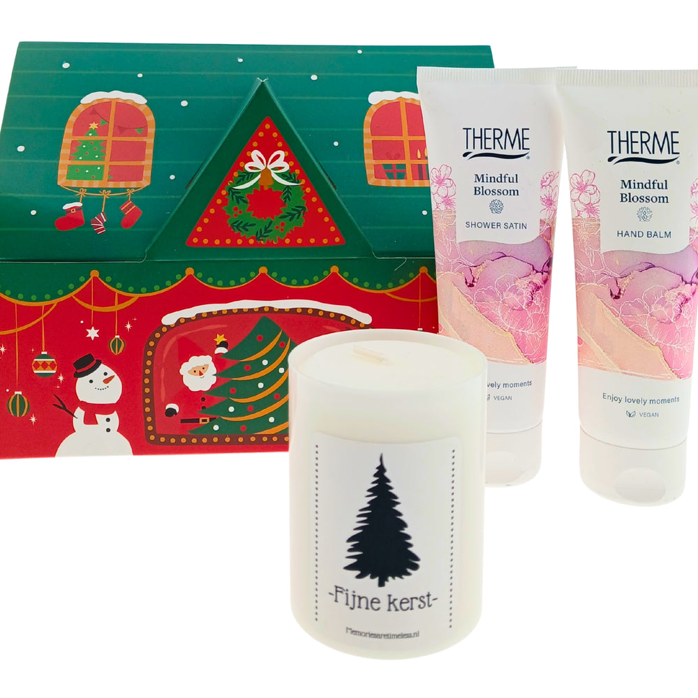Therme Cadeauset Kerst Mindful Blossom Douche - Handbalm & Fijne Kerst Kaars