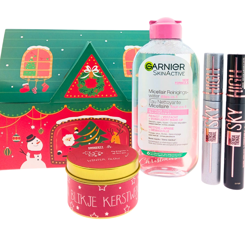 Garnier Cadeauset Kerst Micellair Water - Maybelline Mascara & Kaars Kerstwensen