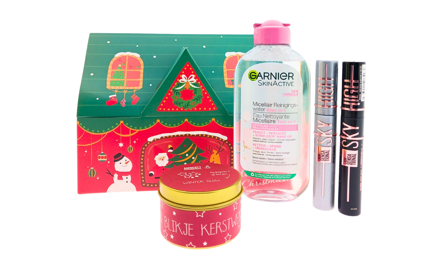 Garnier Cadeauset Kerst Micellair Water - Maybelline Mascara & Kaars Kerstwensen