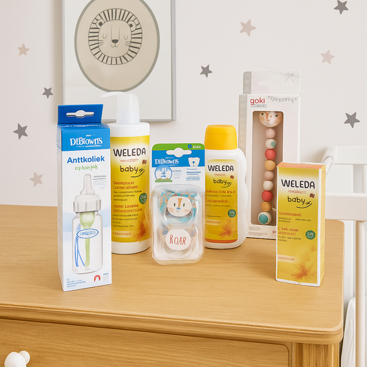 Weleda Luxe Kraamcadeau met Verzorging - Fopspeen Roze- Houder - Drinkfles