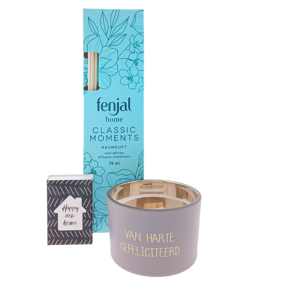 Fenjal Cadeaseut Home met Kaarsje gefeliciteerd & Zeepje